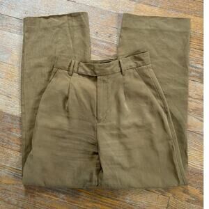 Banana Republic Wide Leg Trousers Tan Brown Size 4 Petite Pleated High Rise